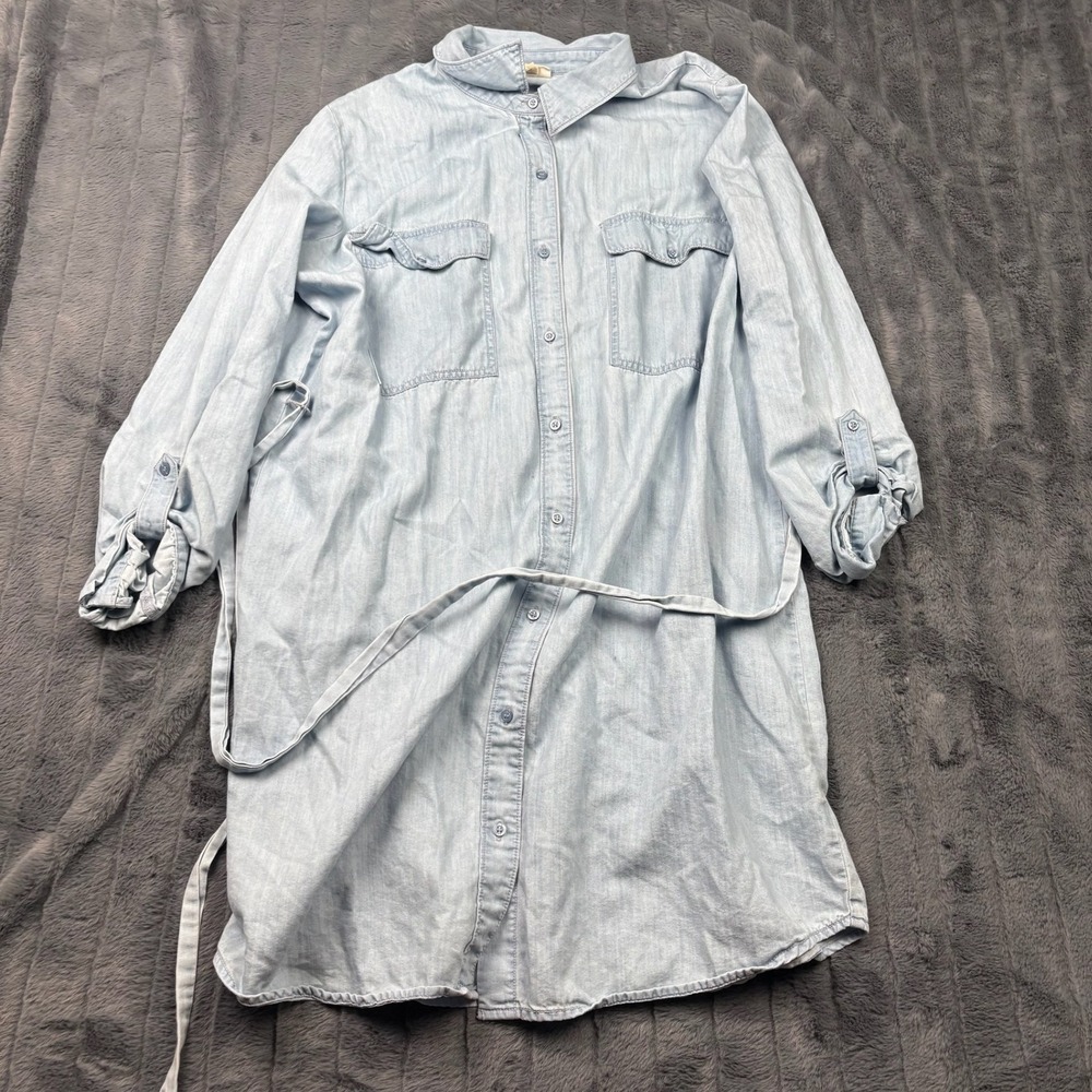 a.n.a Light Wash Denim Shirt Dress Blue Cotton Lyocell XLT